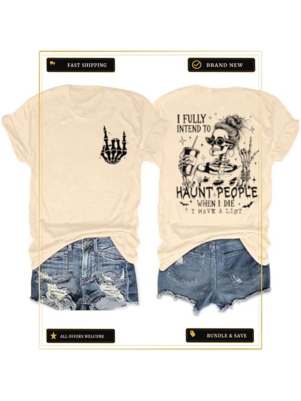 Funny Skeleton Graphic Tee Short Sleeve Crew Neck Halloween Top